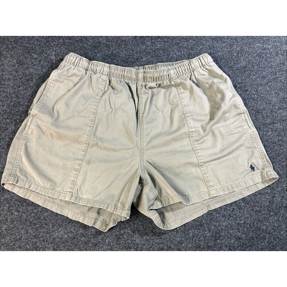 Polo Ralph Lauren Mens Size XXL Elastic Waist Cotton Tan Chino Shorts RN 41381